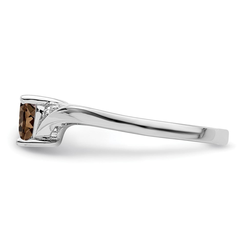 Sterling Silver Rhodium Smoky Quartz Diam. Ring