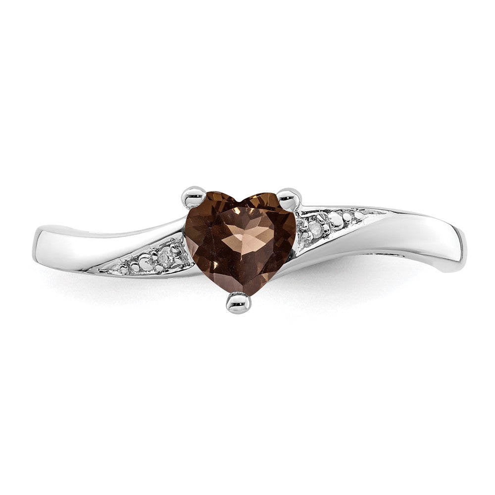 Sterling Silver Rhodium Smoky Quartz Diam. Ring