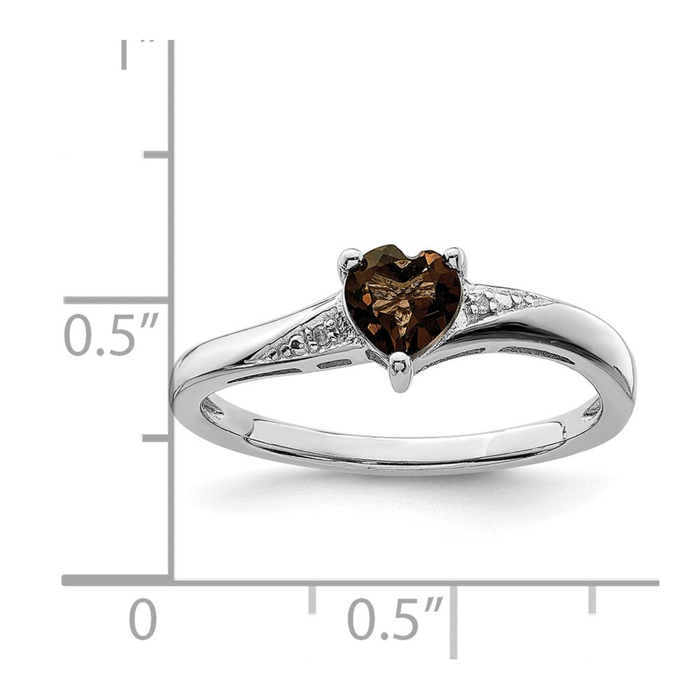 Sterling Silver Rhodium Smoky Quartz Diam. Ring