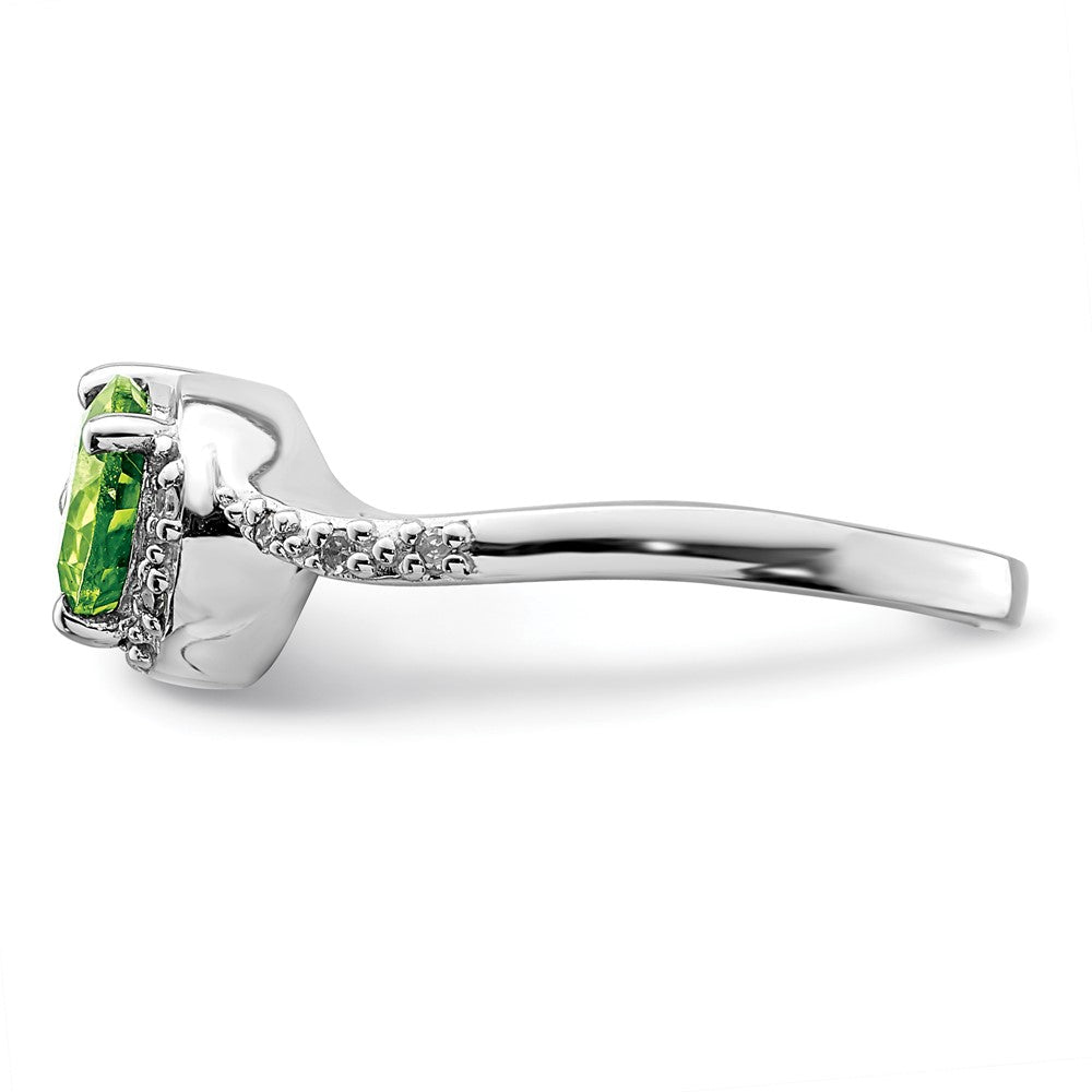 Sterling Silver Rhodium Plated Diamond and Peridot Ring