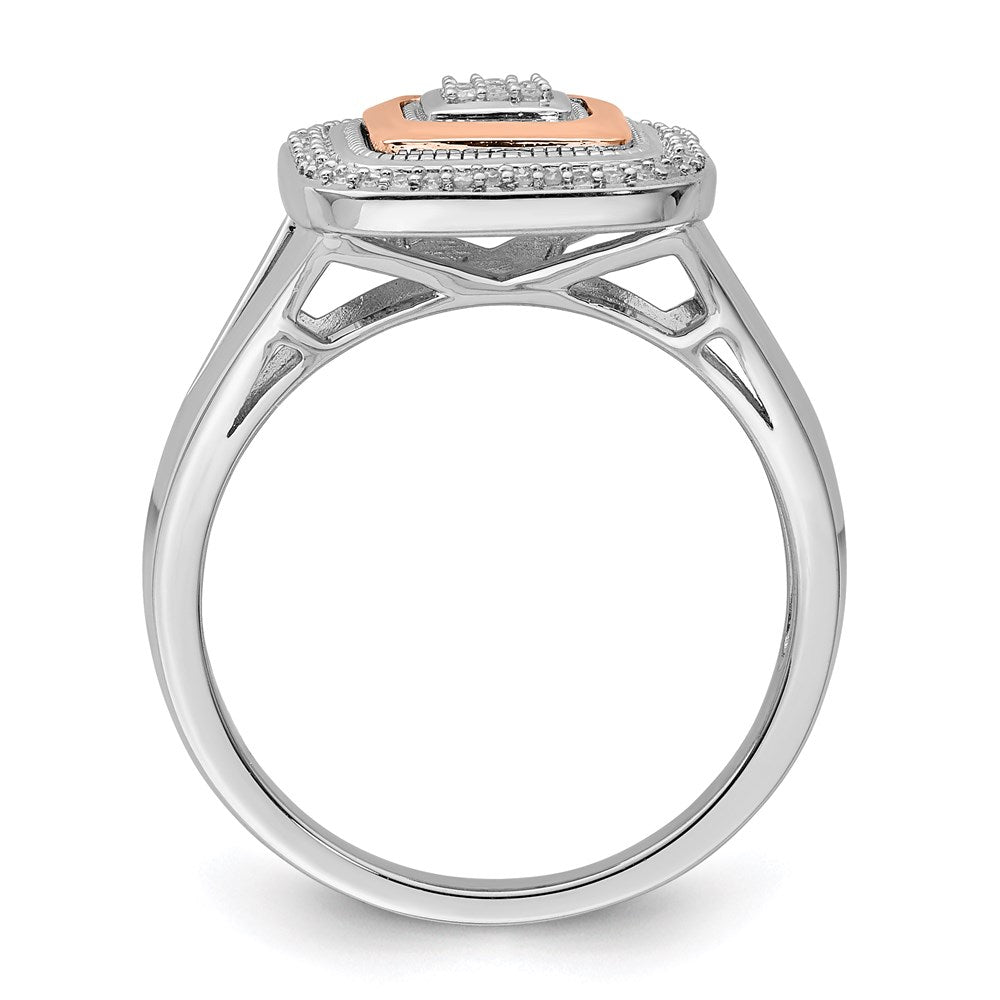 Sterling Silver Rhodium & 14K Rose Gold Ring
