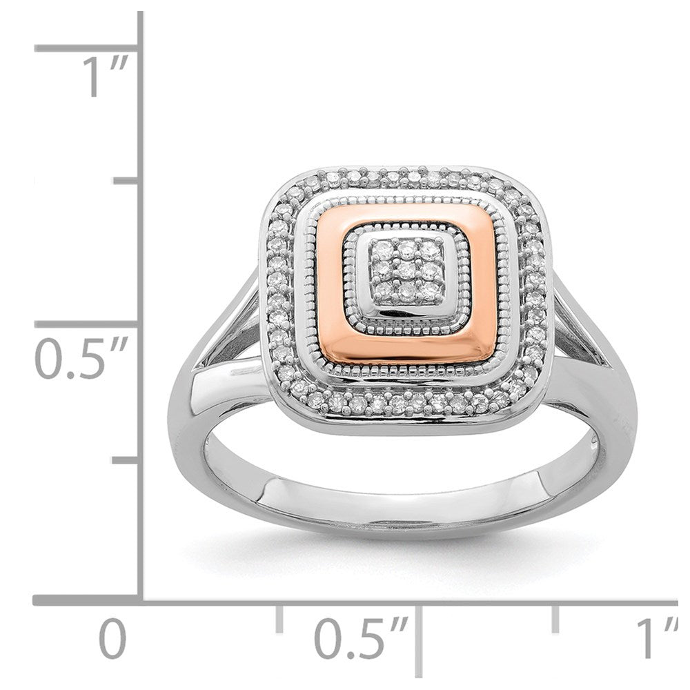 Sterling Silver Rhodium & 14K Rose Gold Ring