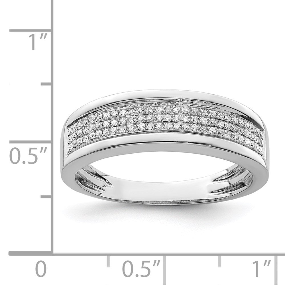 Sterling Silver Rhodium Plated Diam. Men's Band