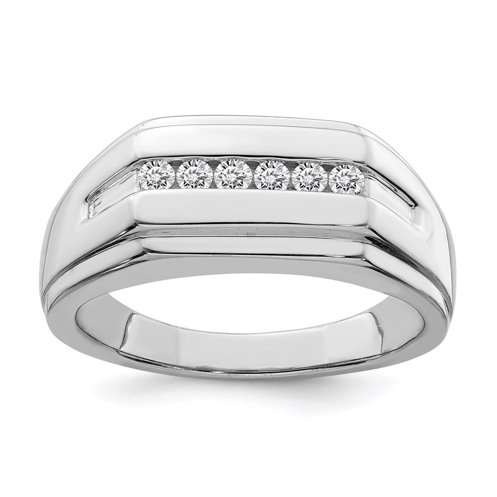Sterling Silver Rhodium Plated Diamond Men's Ring