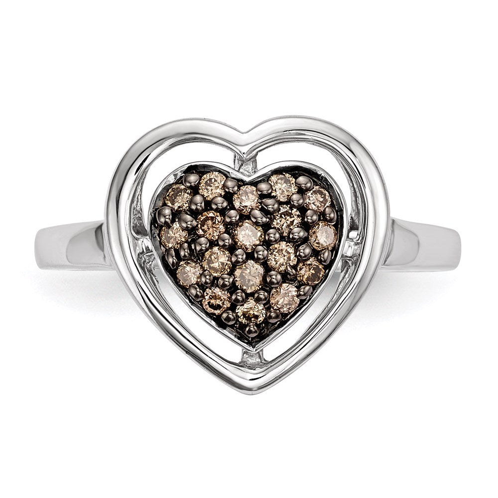 Sterling Silver Champagne Diamond Heart Ring