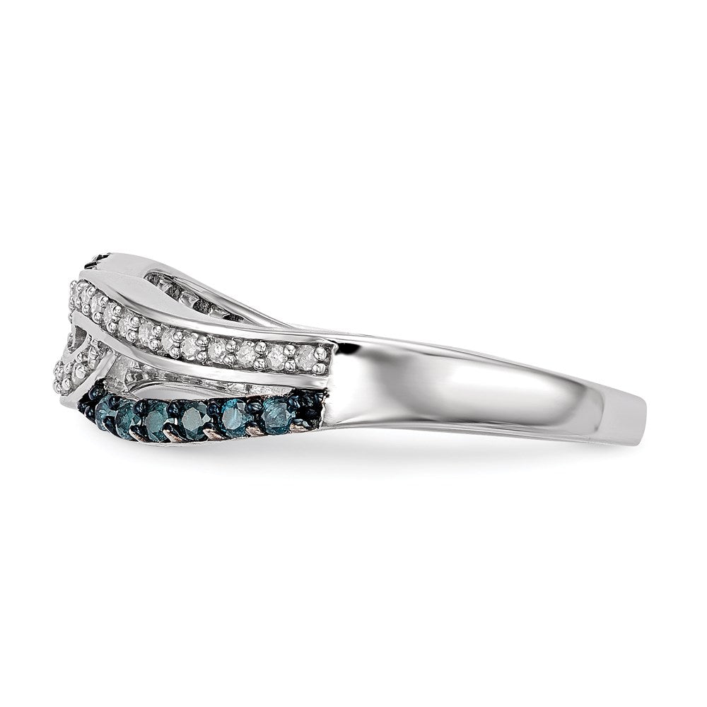 Sterling Silver Blue and White Diamond Ring