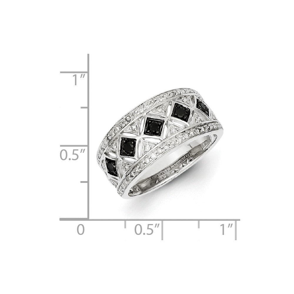 Sterling Silver Black/White Diamond Ring
