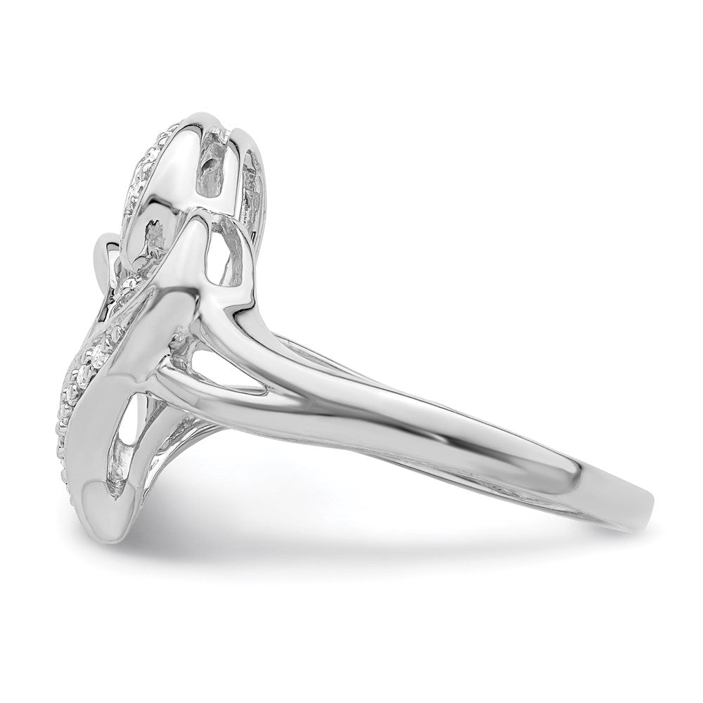 Sterling Silver Rhodium Diam. Heart Ring