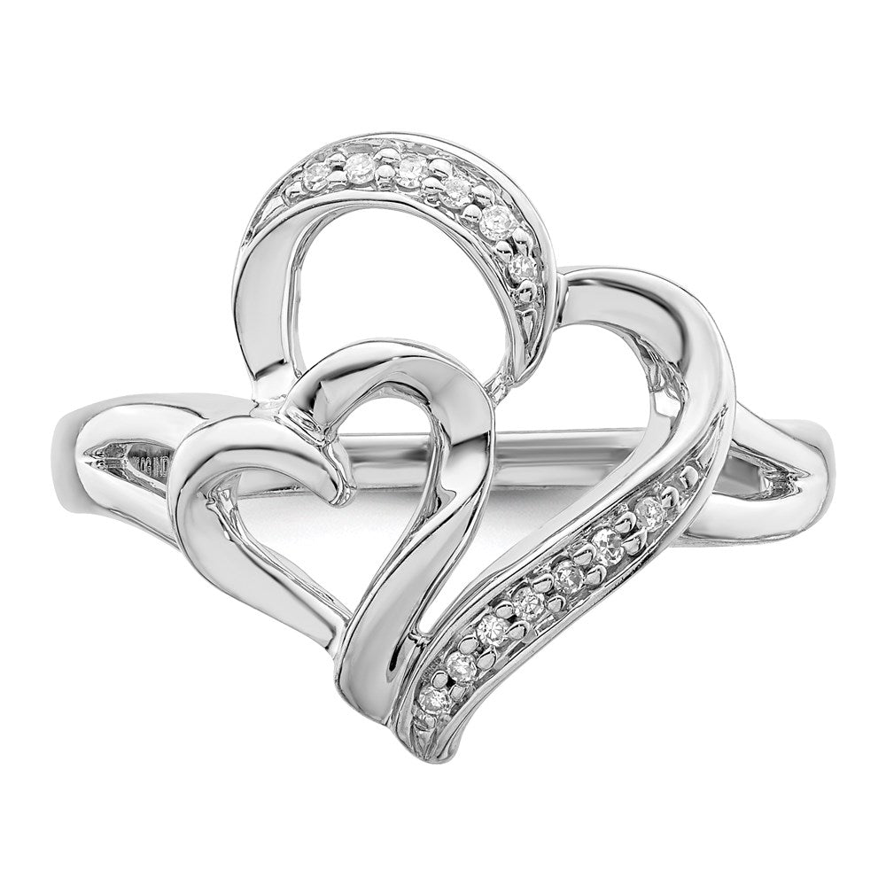 Sterling Silver Rhodium Diam. Heart Ring