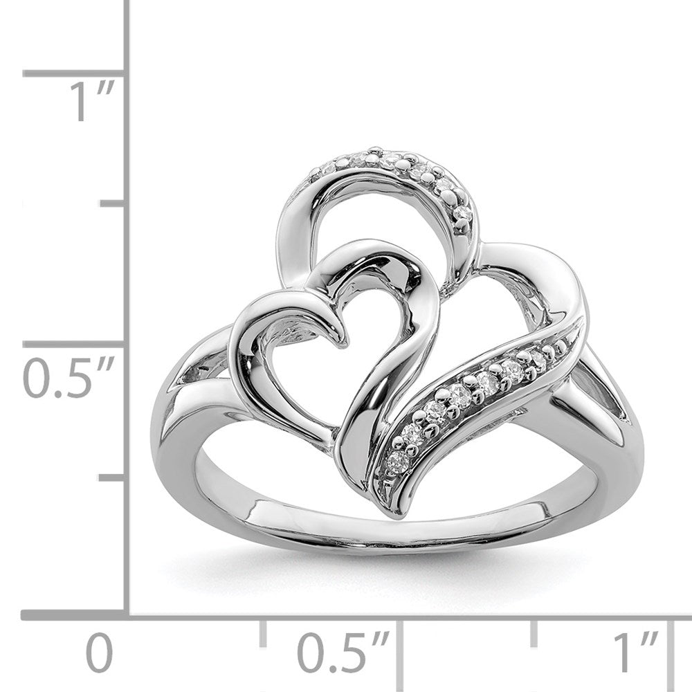 Sterling Silver Rhodium Diam. Heart Ring