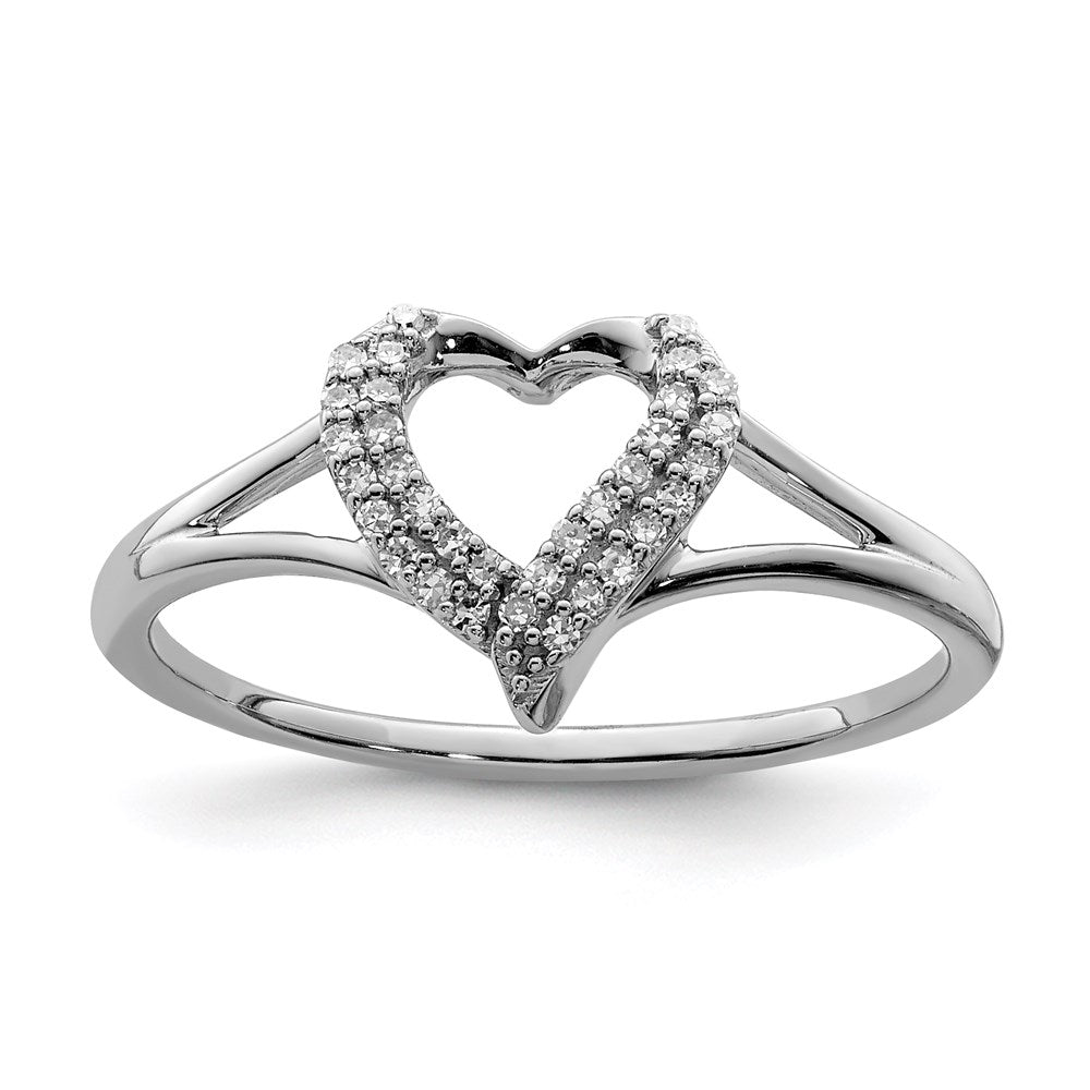 Sterling Silver Rhodium Diam. Heart Ring