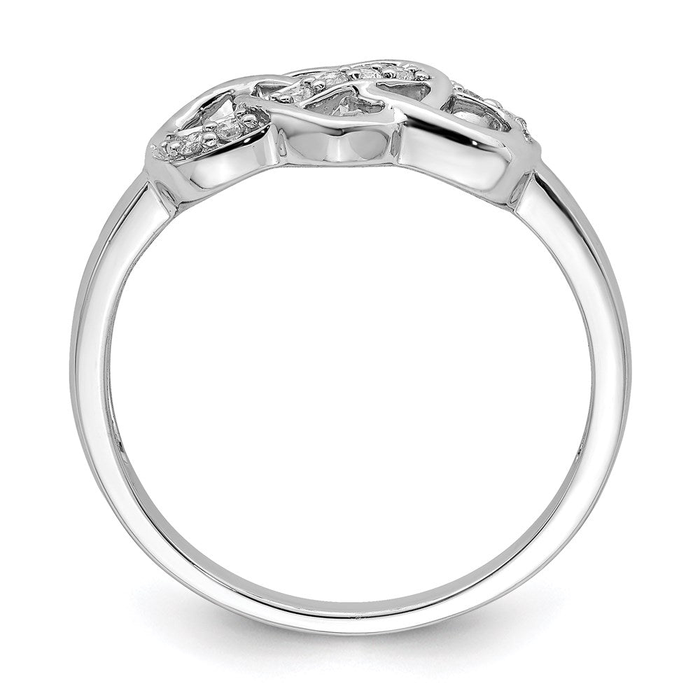 Sterling Silver Rhodium Plated Diamond Heart Ring