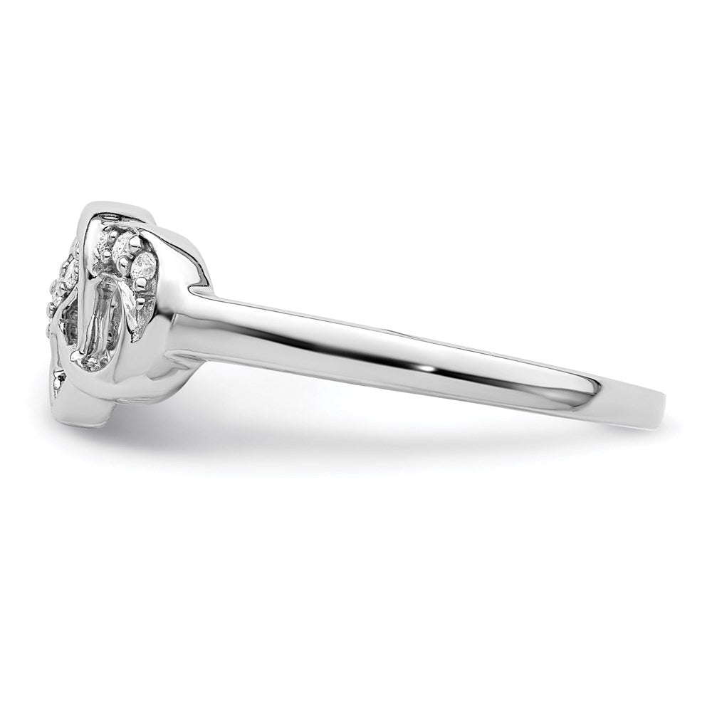 Sterling Silver Rhodium Plated Diamond Heart Ring