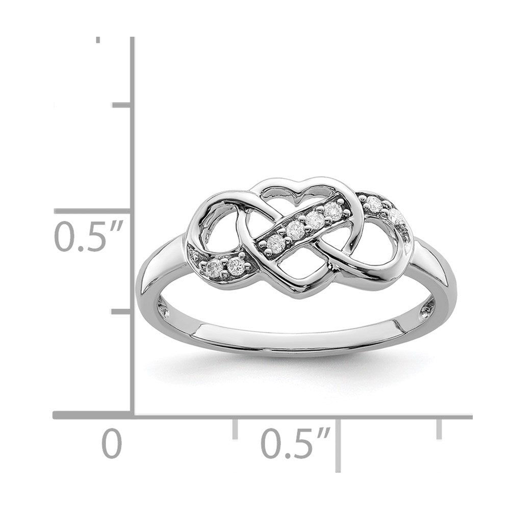 Sterling Silver Rhodium Plated Diamond Heart Ring