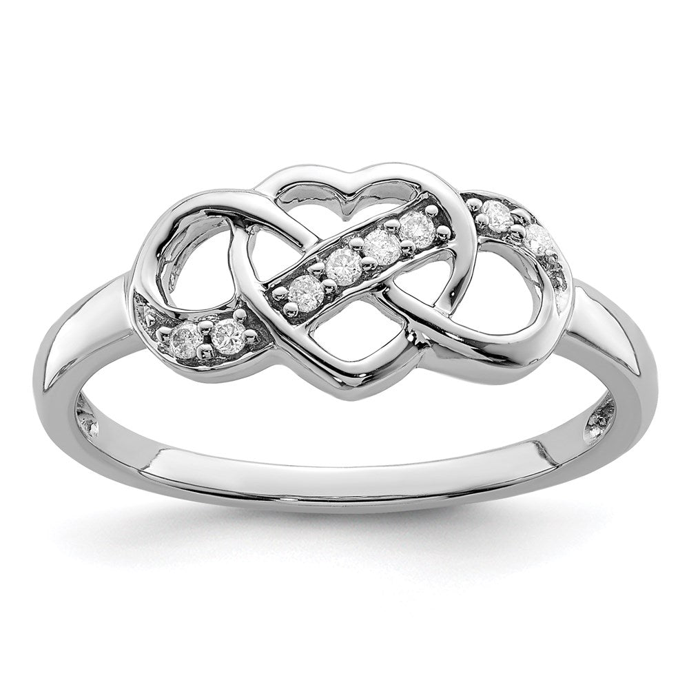 Sterling Silver Rhodium Plated Diamond Heart Ring