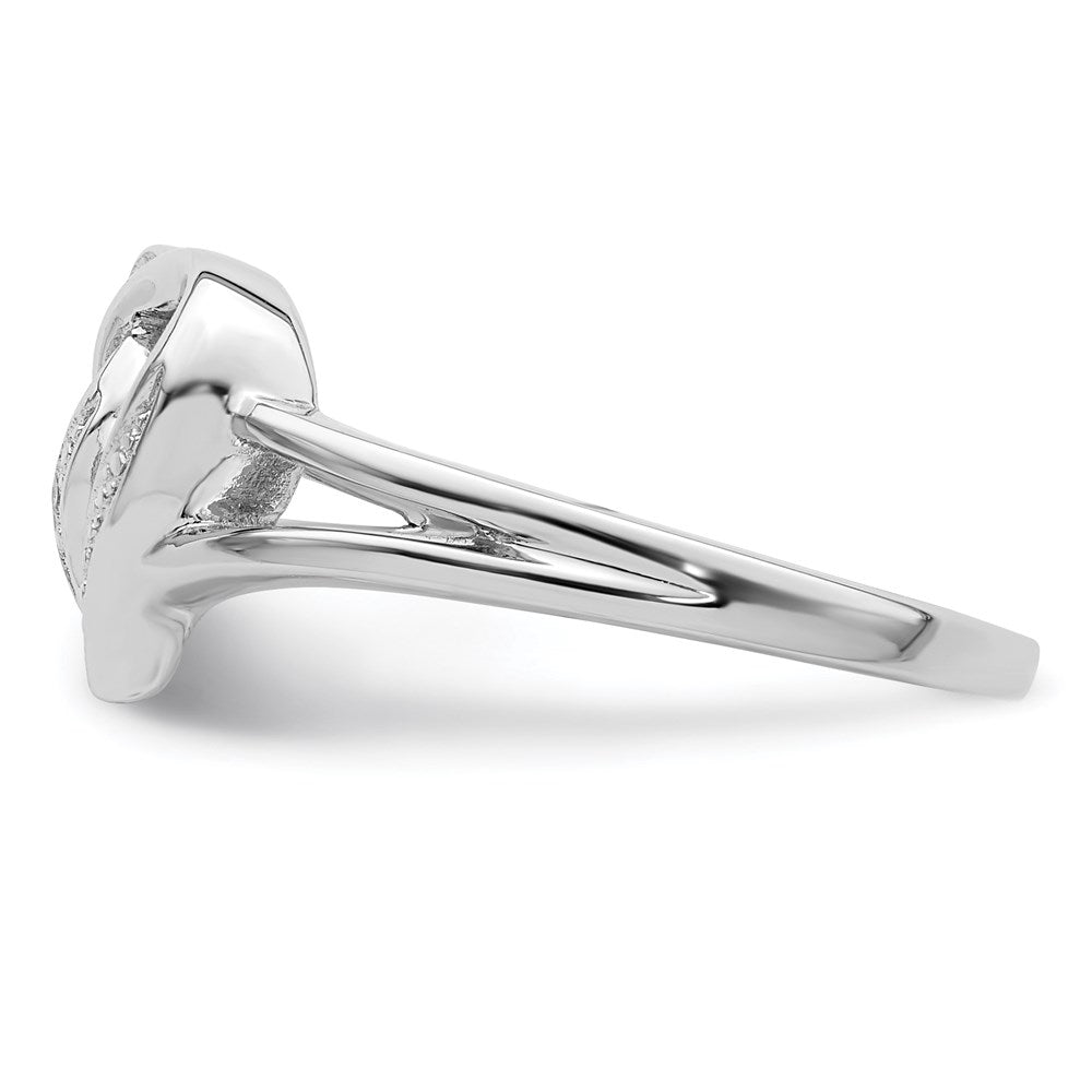 Sterling Silver Rhodium Plated Diamond Heart Ring