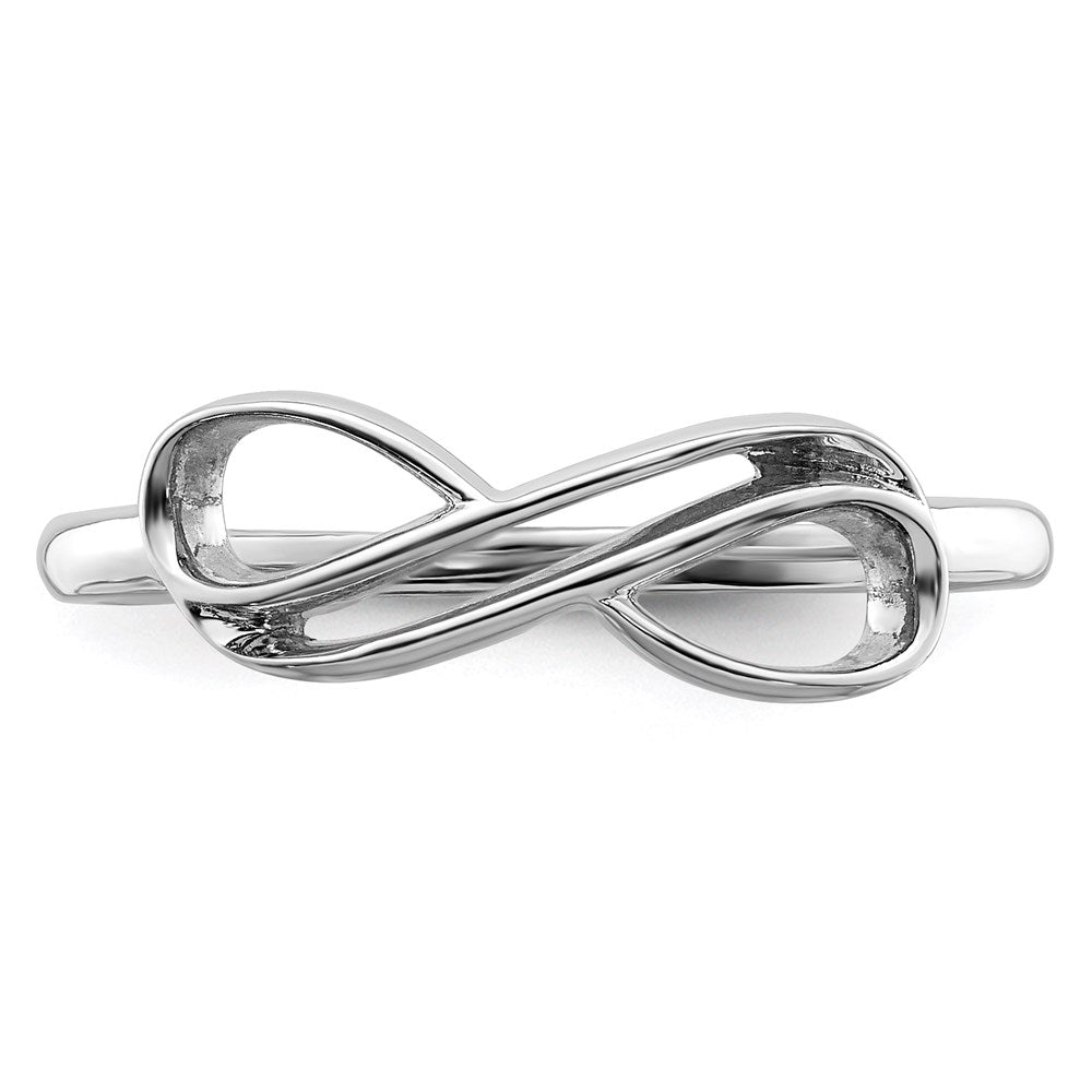 Sterling Silver Rhodium-plated Overlap Infinity Ring