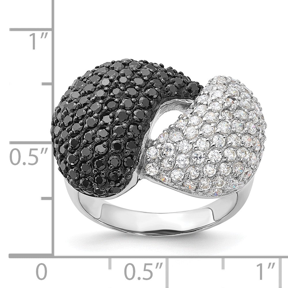 Sterling Silver & Black Rhodium Black & White CZ Ring
