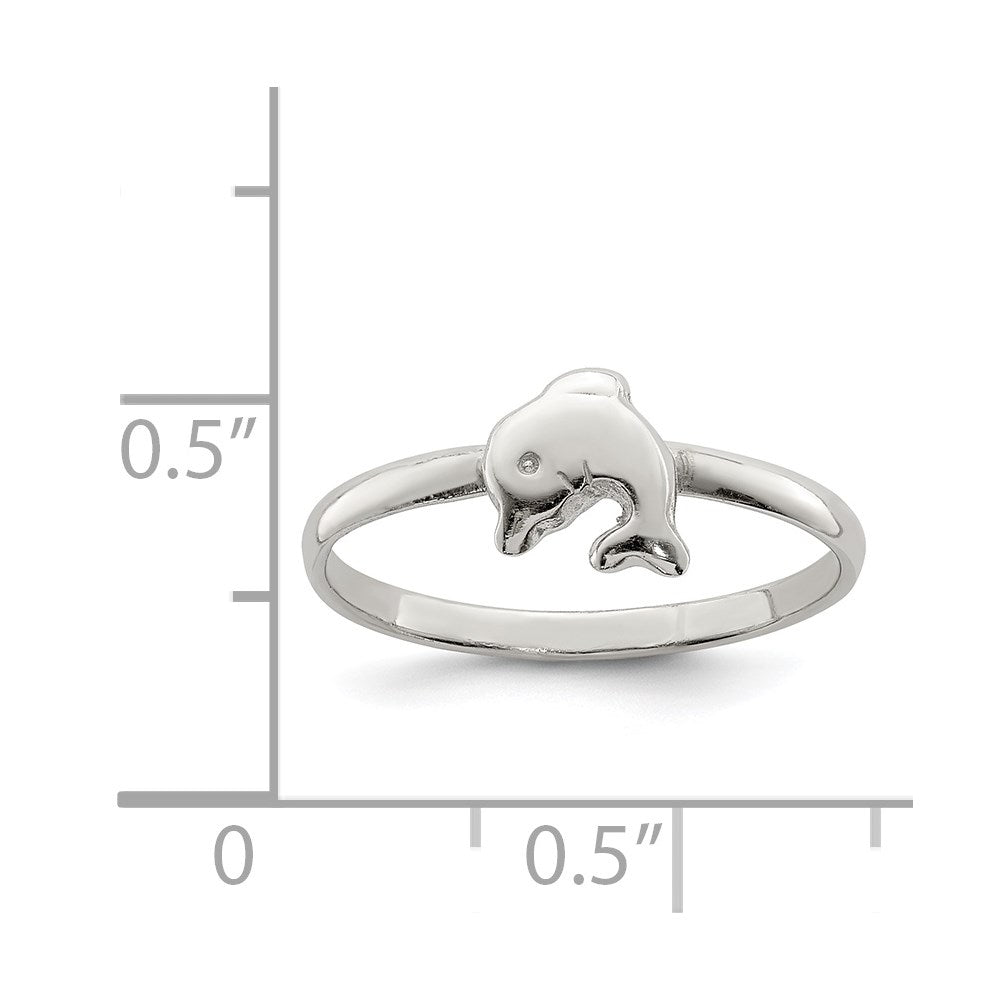 Sterling Silver Rhodium-plated Polished Dolphin Children's Ring