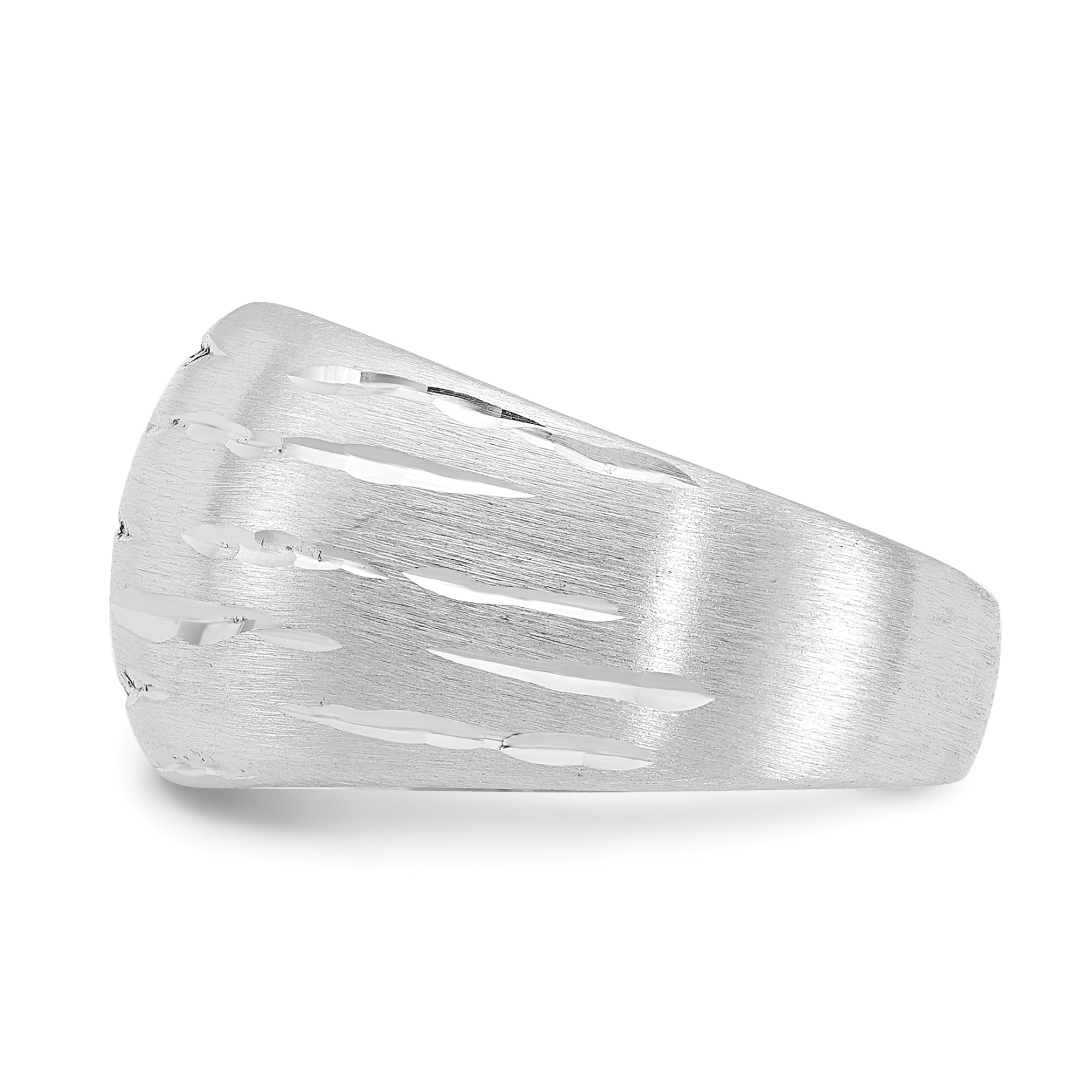Sterling Silver Brushed/Diamond-cut Convex Ring