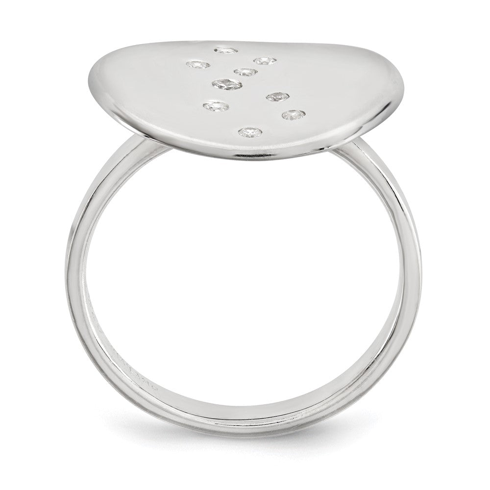 Sterling Silver Polished & Satin CZ Disc Ring