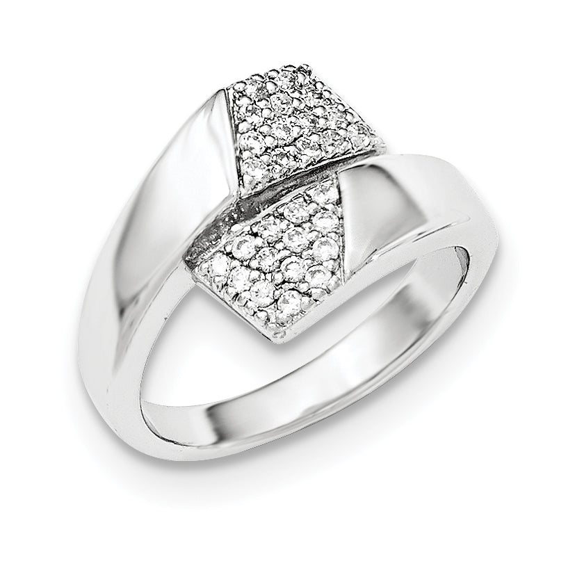 Sterling Silver Rhodium-plated w/CZ Ring