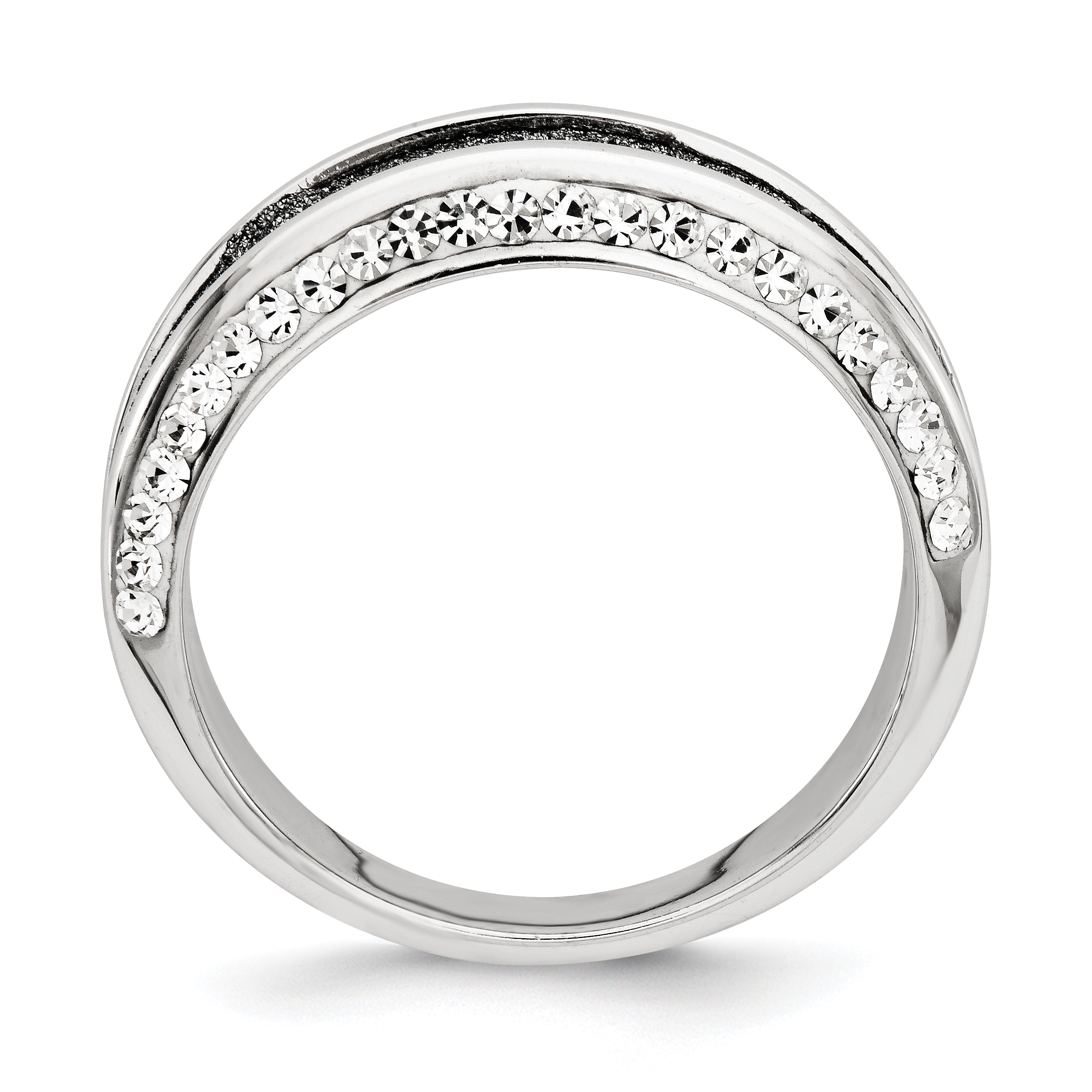 Sterling Silver Crystal Blue Laser Glitter Texture Ring