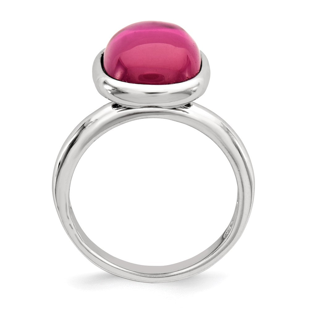 Sterling Silver Polished Synthetic Red Bead Ring