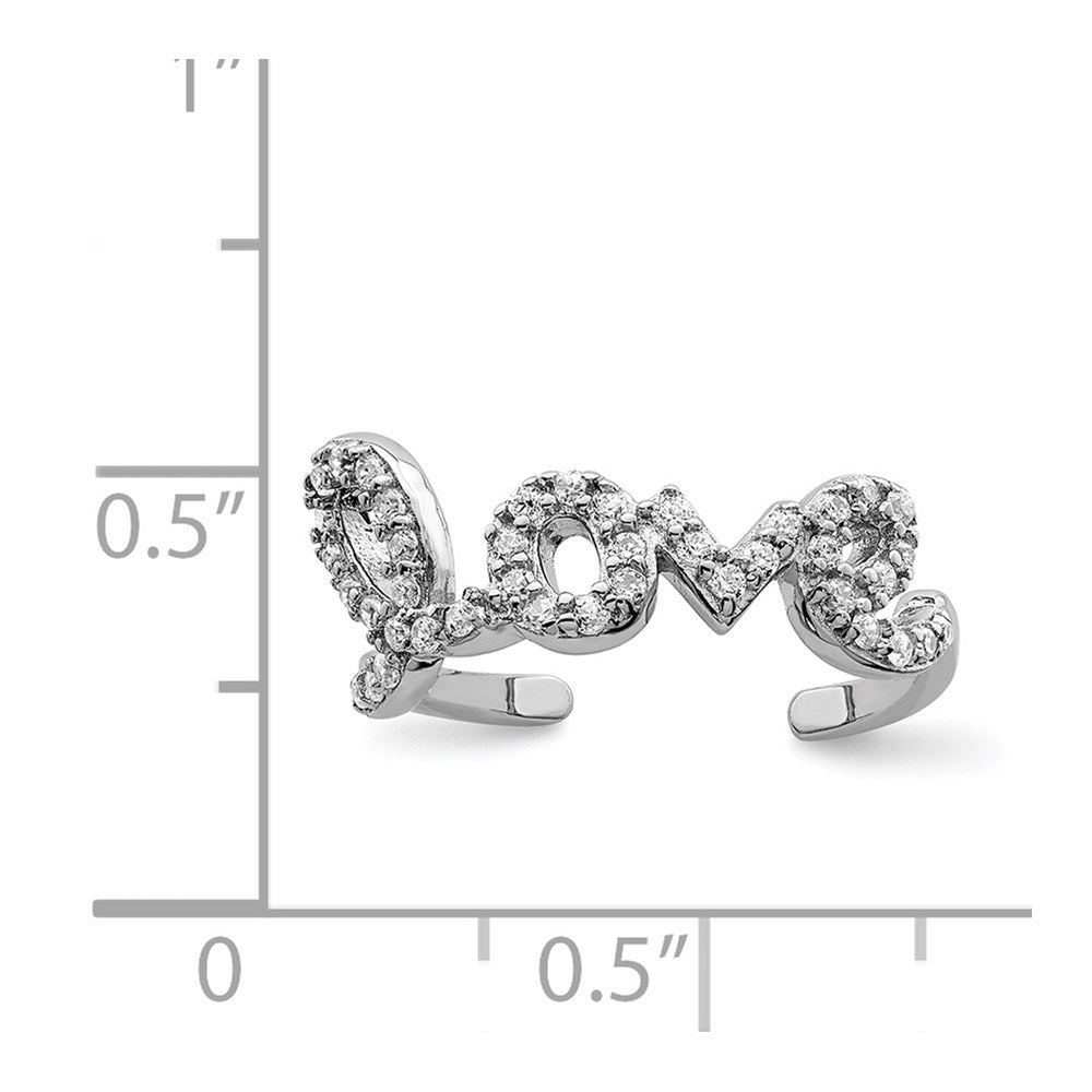 Sterling Silver Rhodium-plated CZ Love Toe Ring