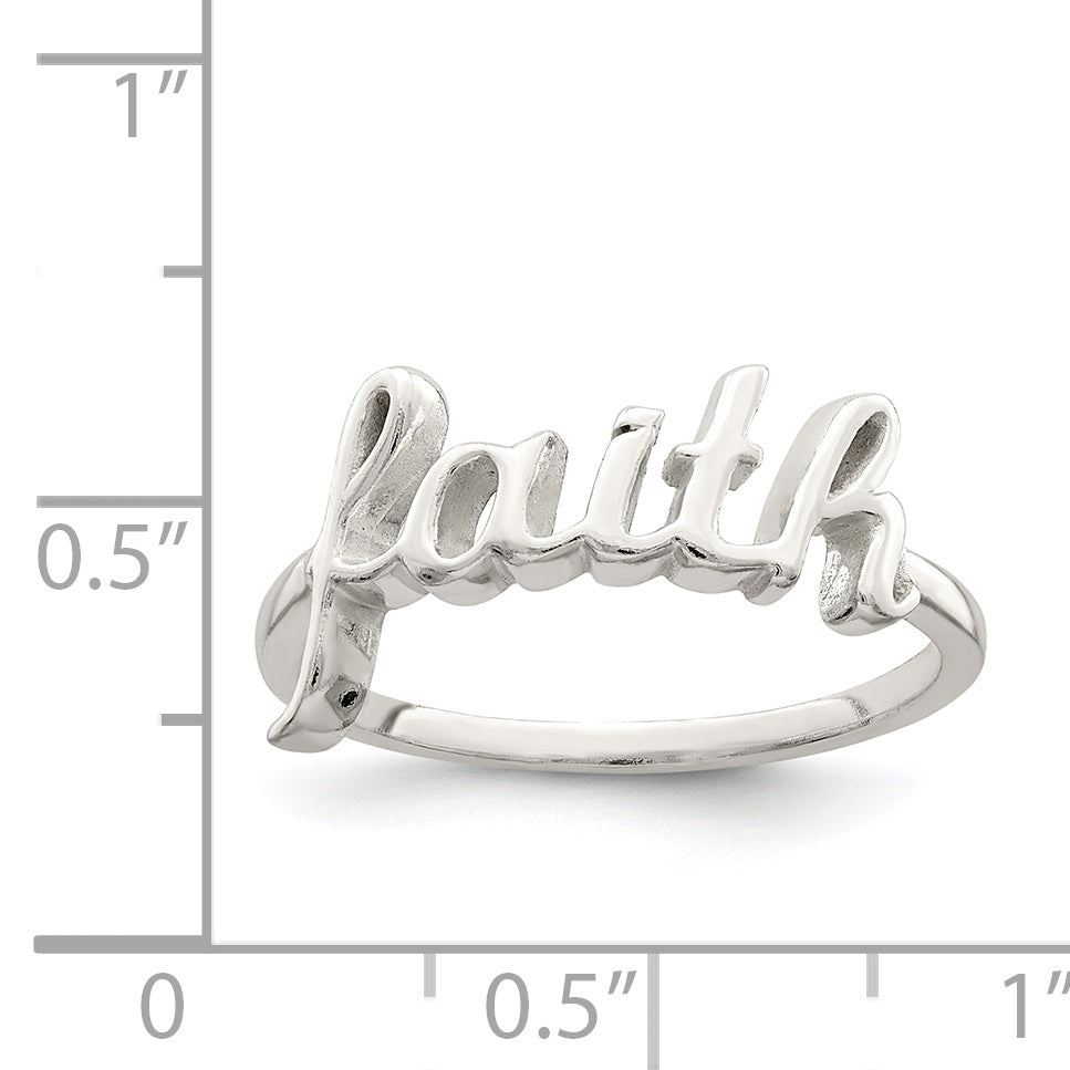 Sterling Silver Polished 'Faith' Ring