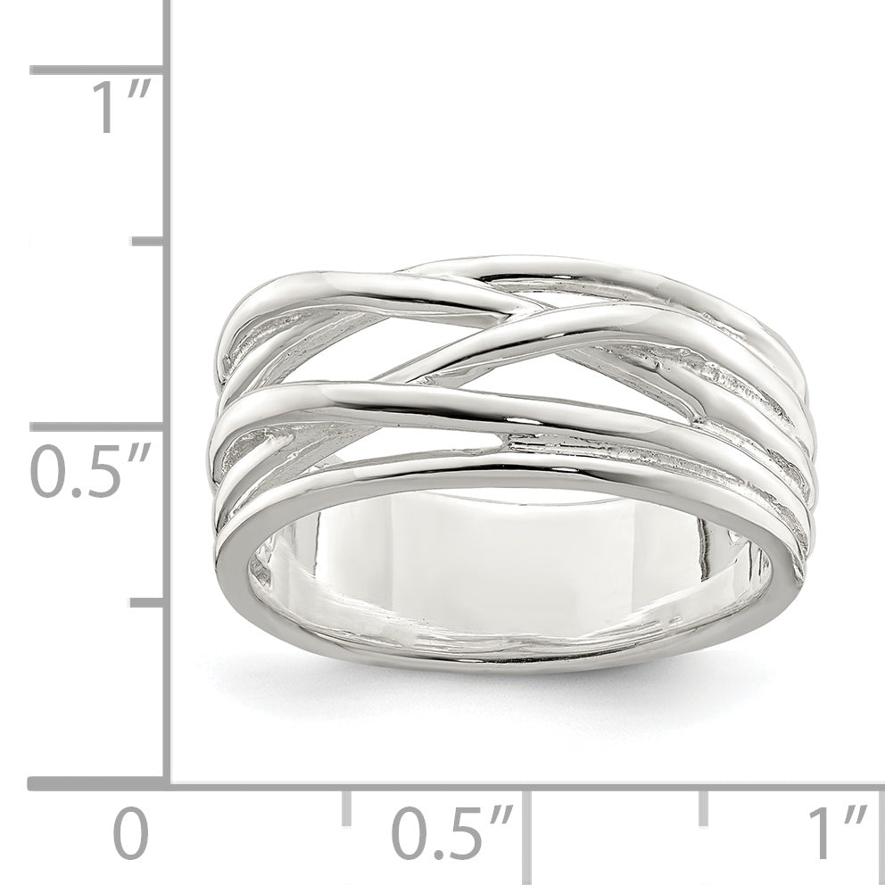 Sterling Silver Polished 5 Band Intersecting Ring