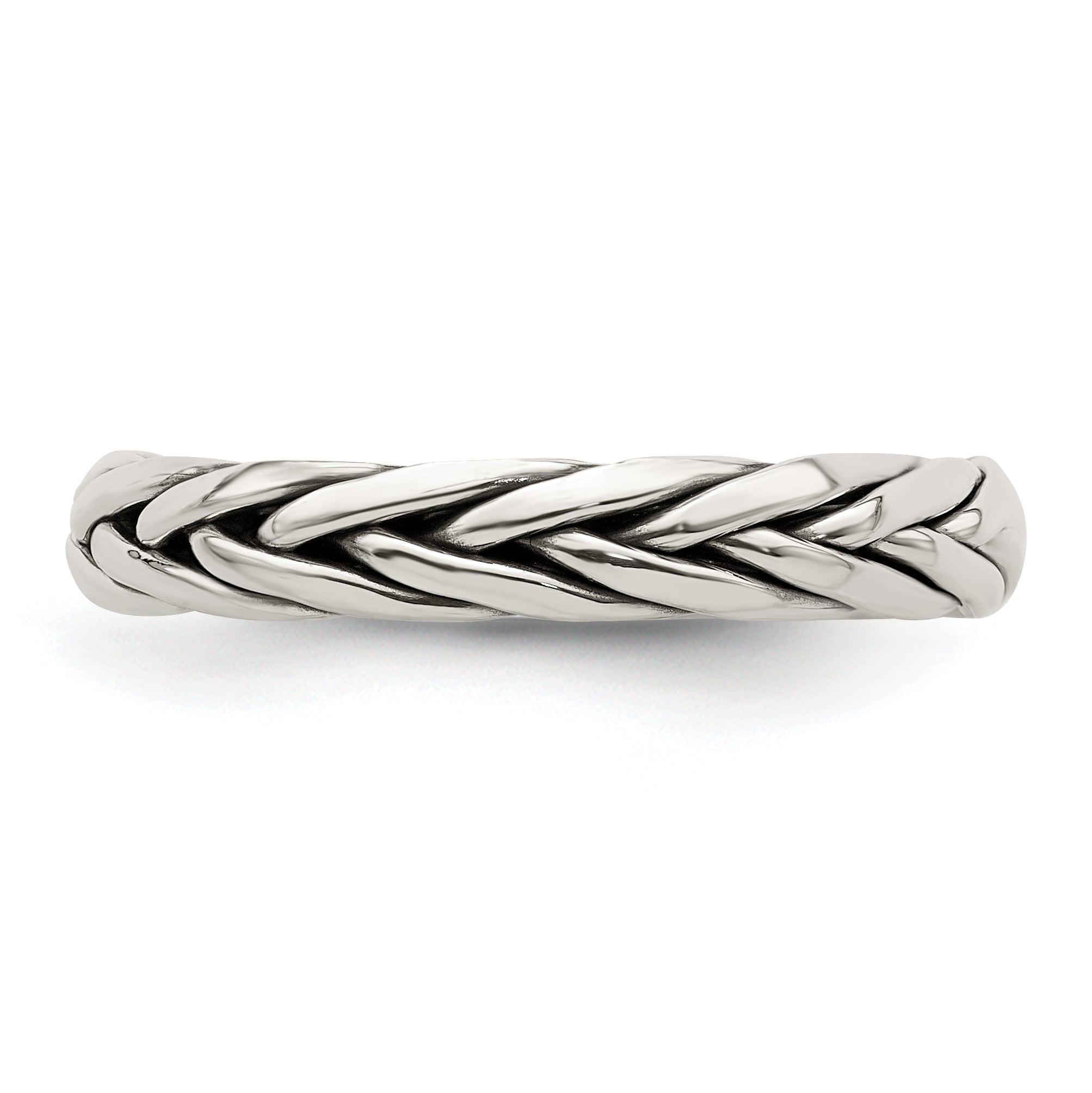 Sterling Silver Antiqued Weave 3.25mm Women's Ring