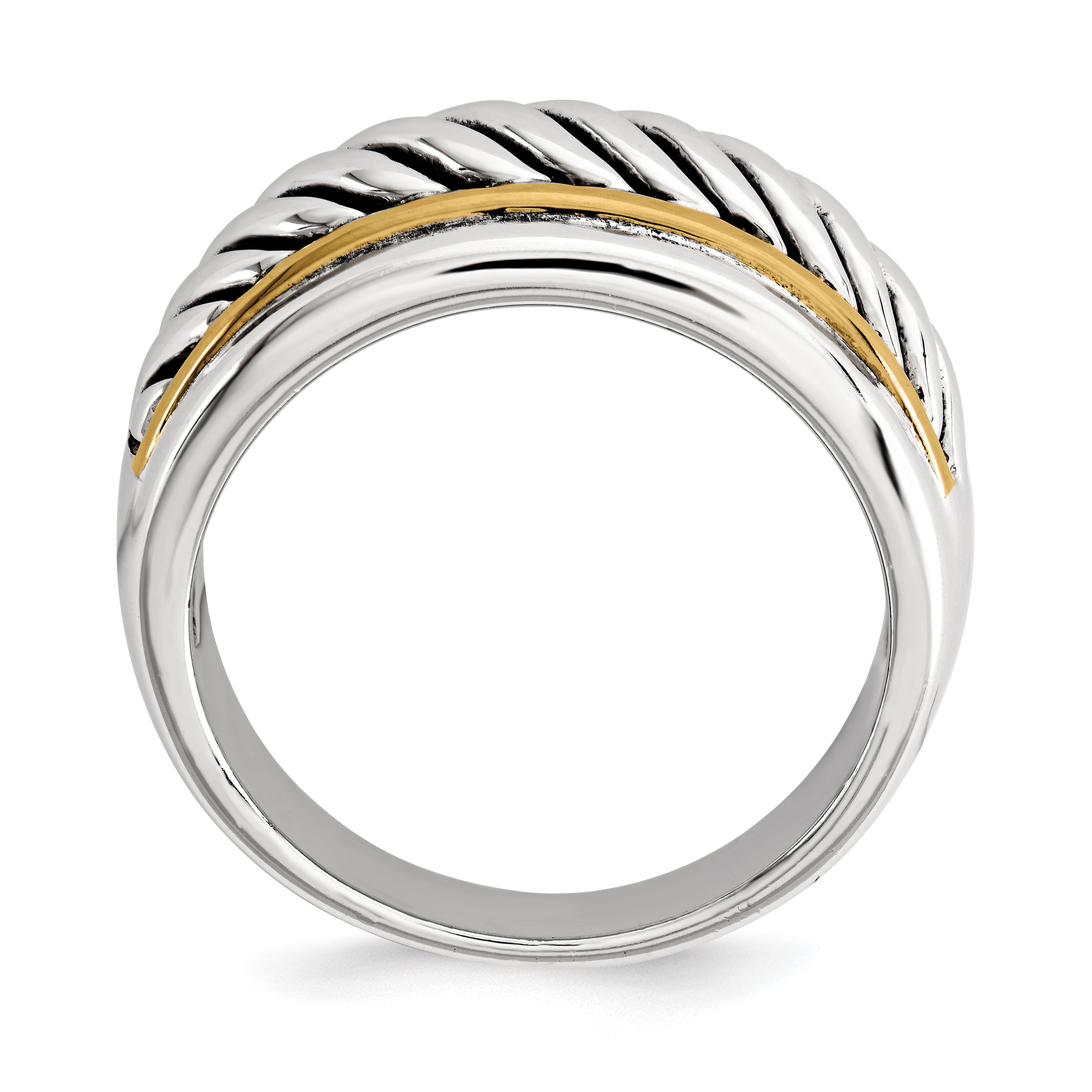 Sterling Silver Gold-tone Antiqued Ring