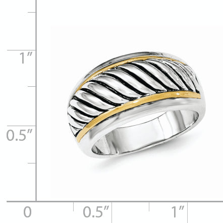 Sterling Silver Gold-tone Antiqued Ring