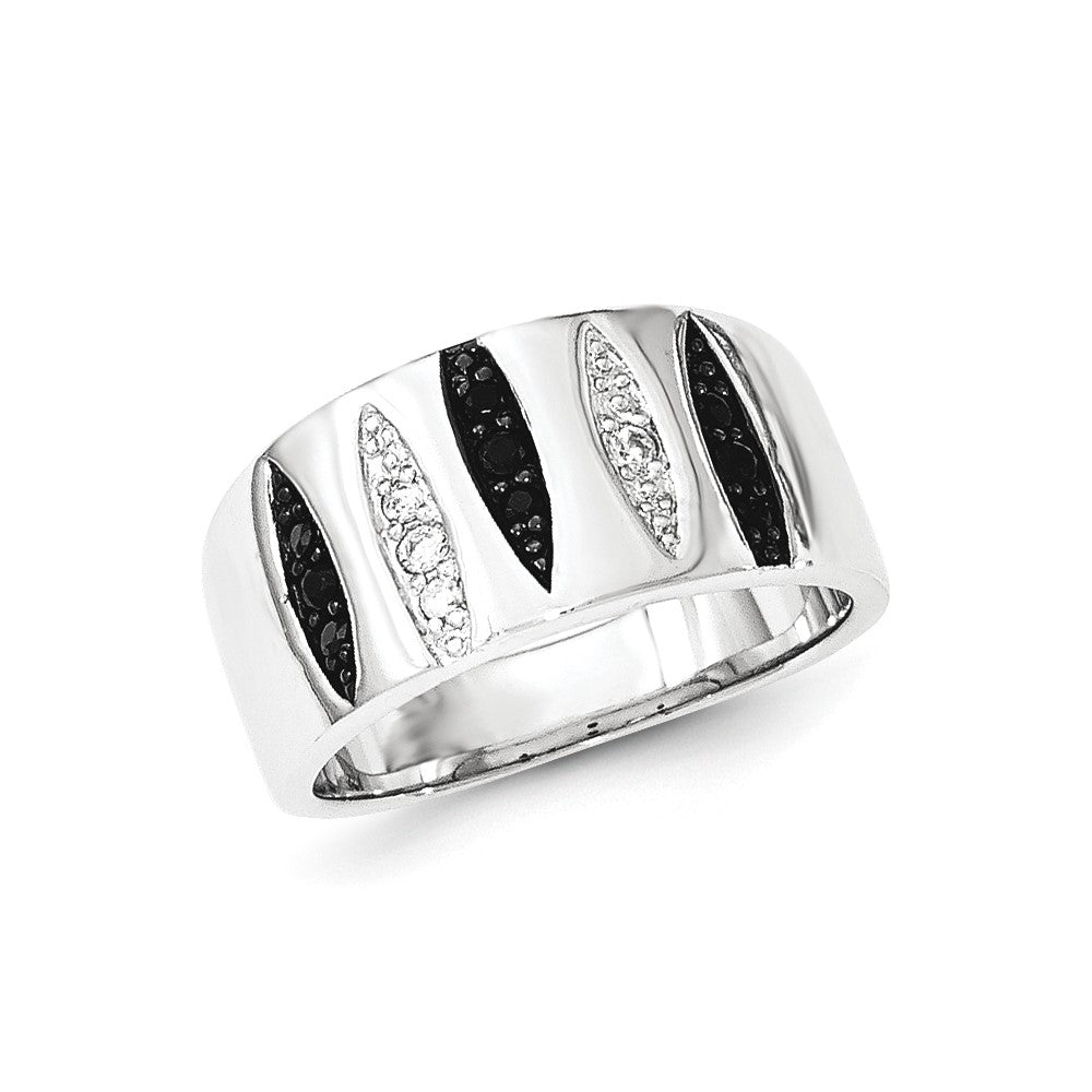 Sterling Silver Black & White CZ Ring