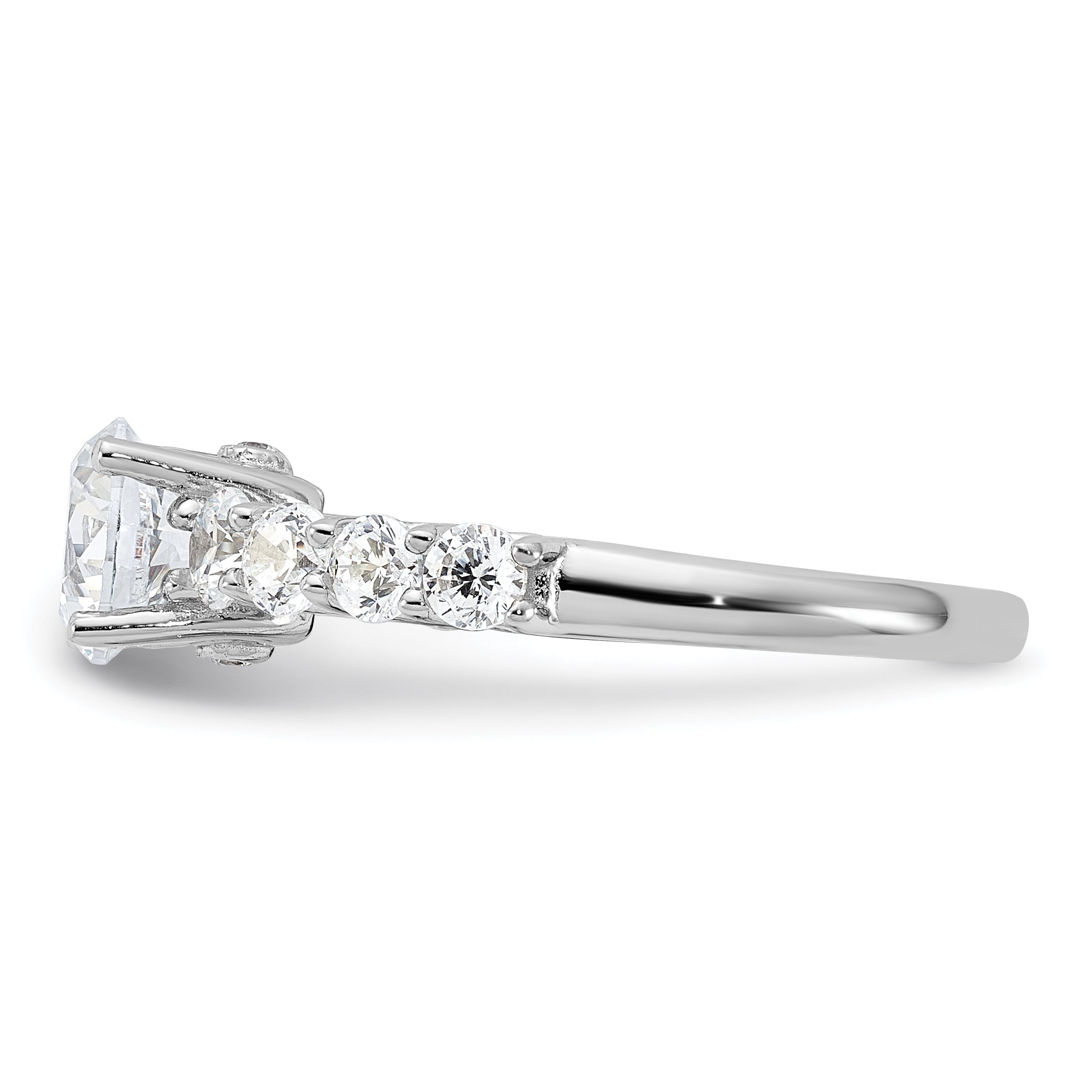 Pure Fire Sterling Silver Rhodium-plated Polished & CZ Ring