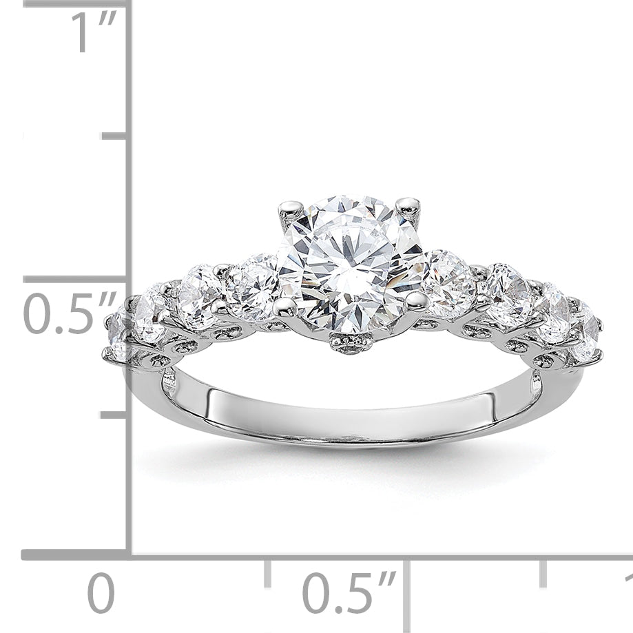 Pure Fire Sterling Silver Rhodium-plated Polished & CZ Ring