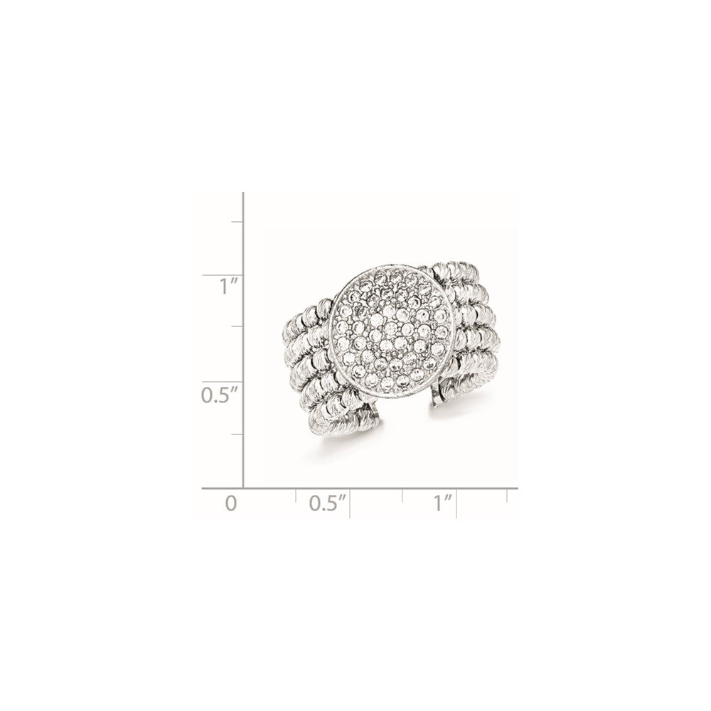 Sterling Silver Rhodium-plated 5-strand Beaded Swarovski Crystal Ring