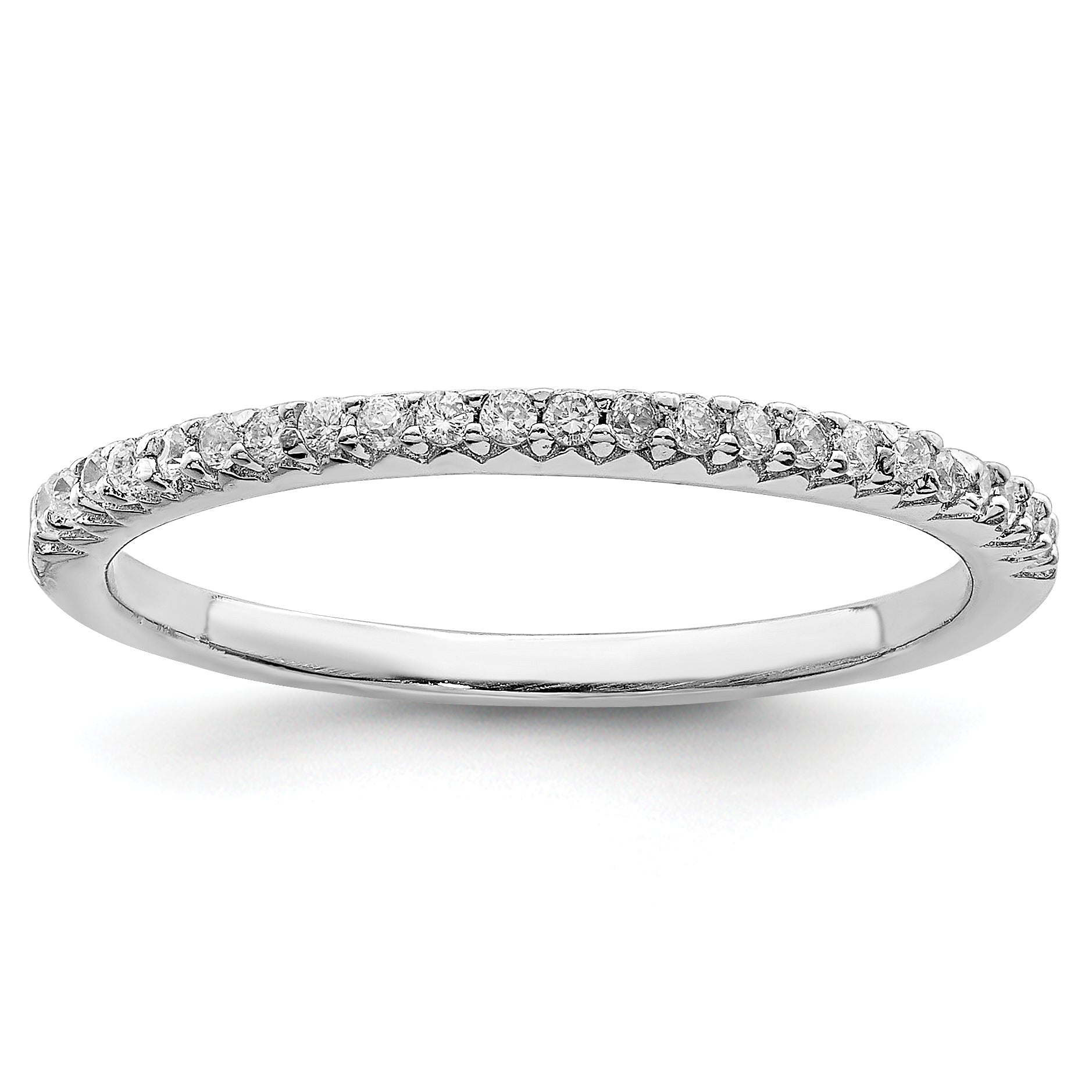 Sterling Silver Rhodium-plated Polished CZ Ring
