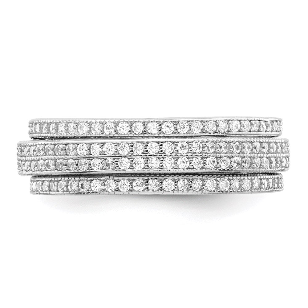Sterling Silver Polished Rhodium-plated CZ PavÇ Eternity Motion Ring