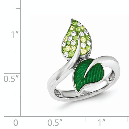 Sterling Silver Preciosa Crystal & Enameled Green Leaves Ring