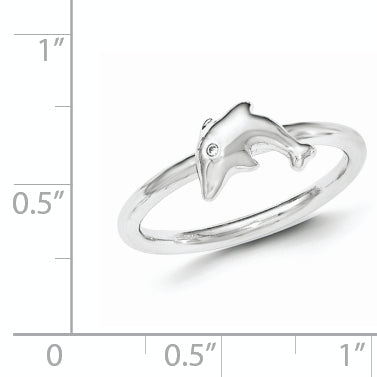 Sterling Silver CZ Dolphin Ring