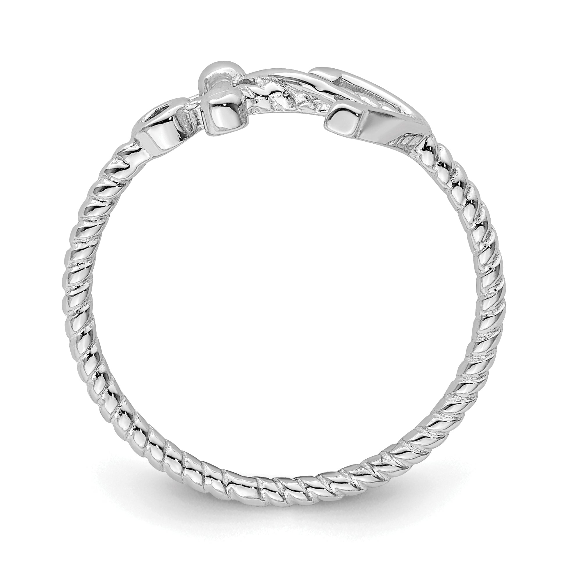 Sterling Silver Rhodium-plated Polished Anchor Ring