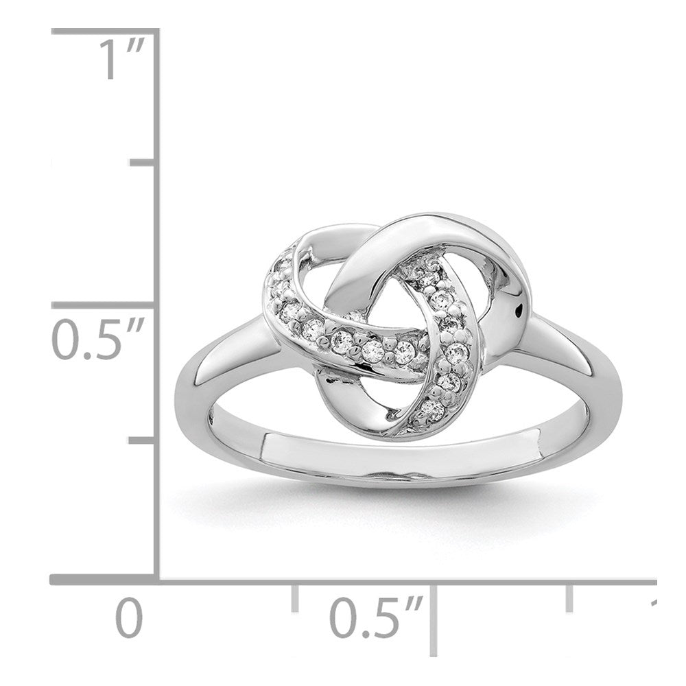 Sterling Silver Rhodium-plated CZ Knot Ring