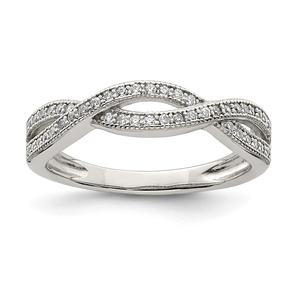 Sterling Silver Rhodium-plated CZ Ring