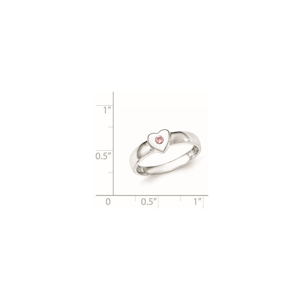 Sterling Silver Polished CZ Heart Ring