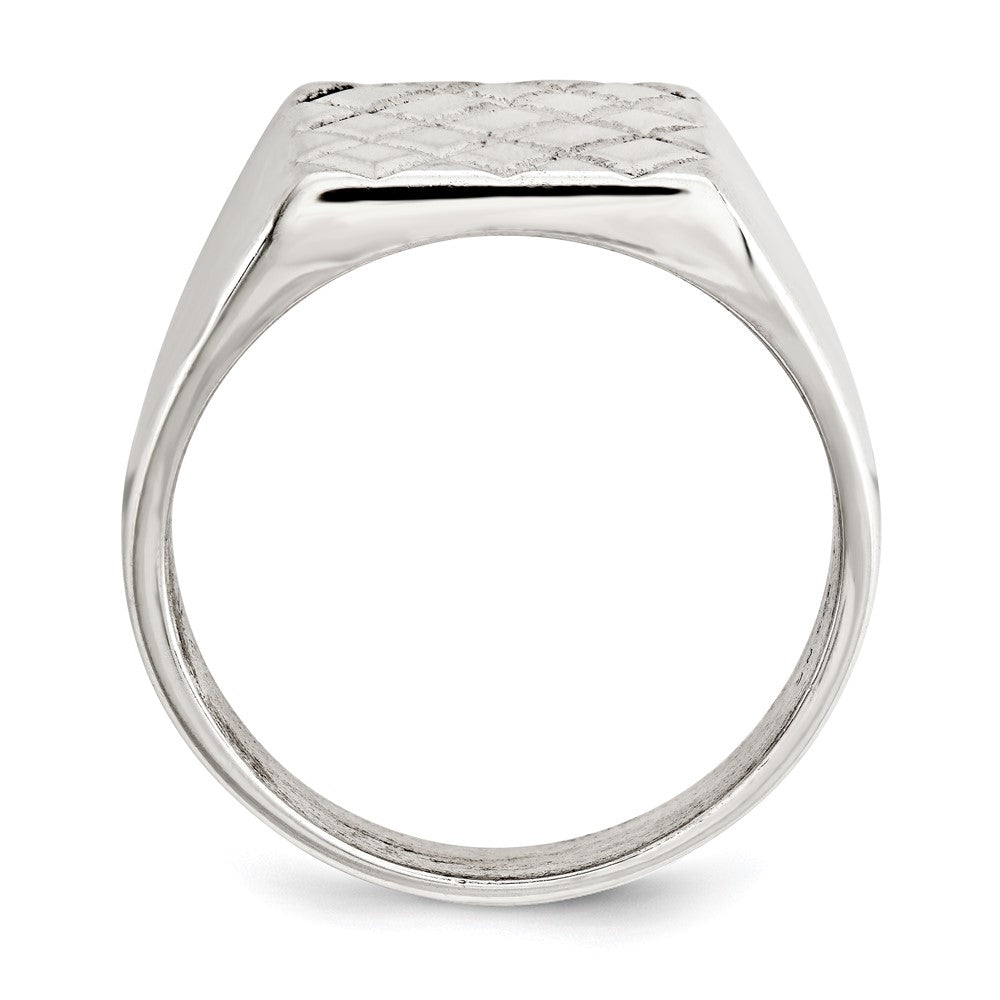 Sterling Silver Polished Diamond-pattern Ring