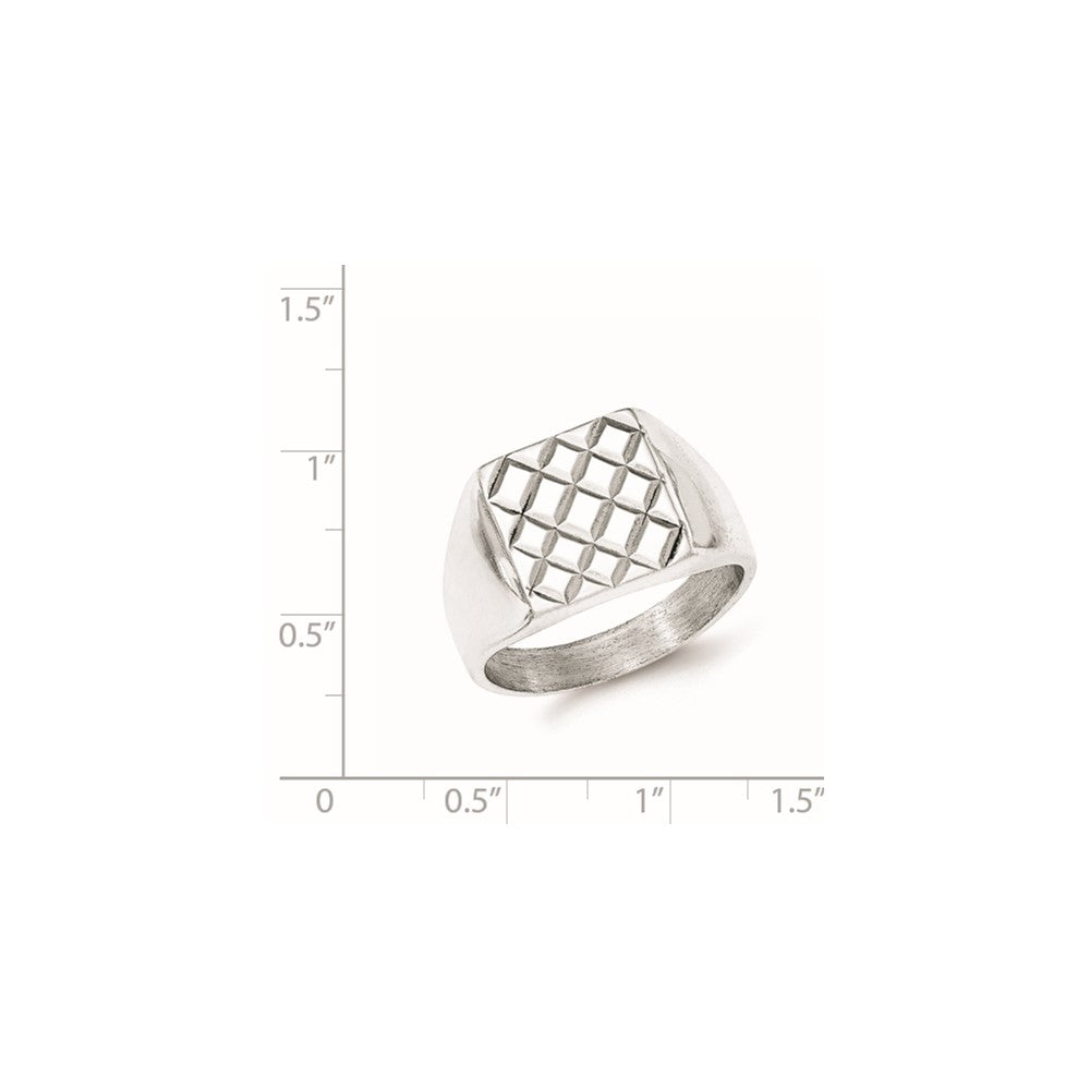 Sterling Silver Polished Diamond-pattern Ring