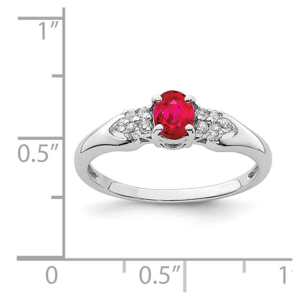 Sterling Silver Rhodium-plated Ruby and White Sapphire Ring