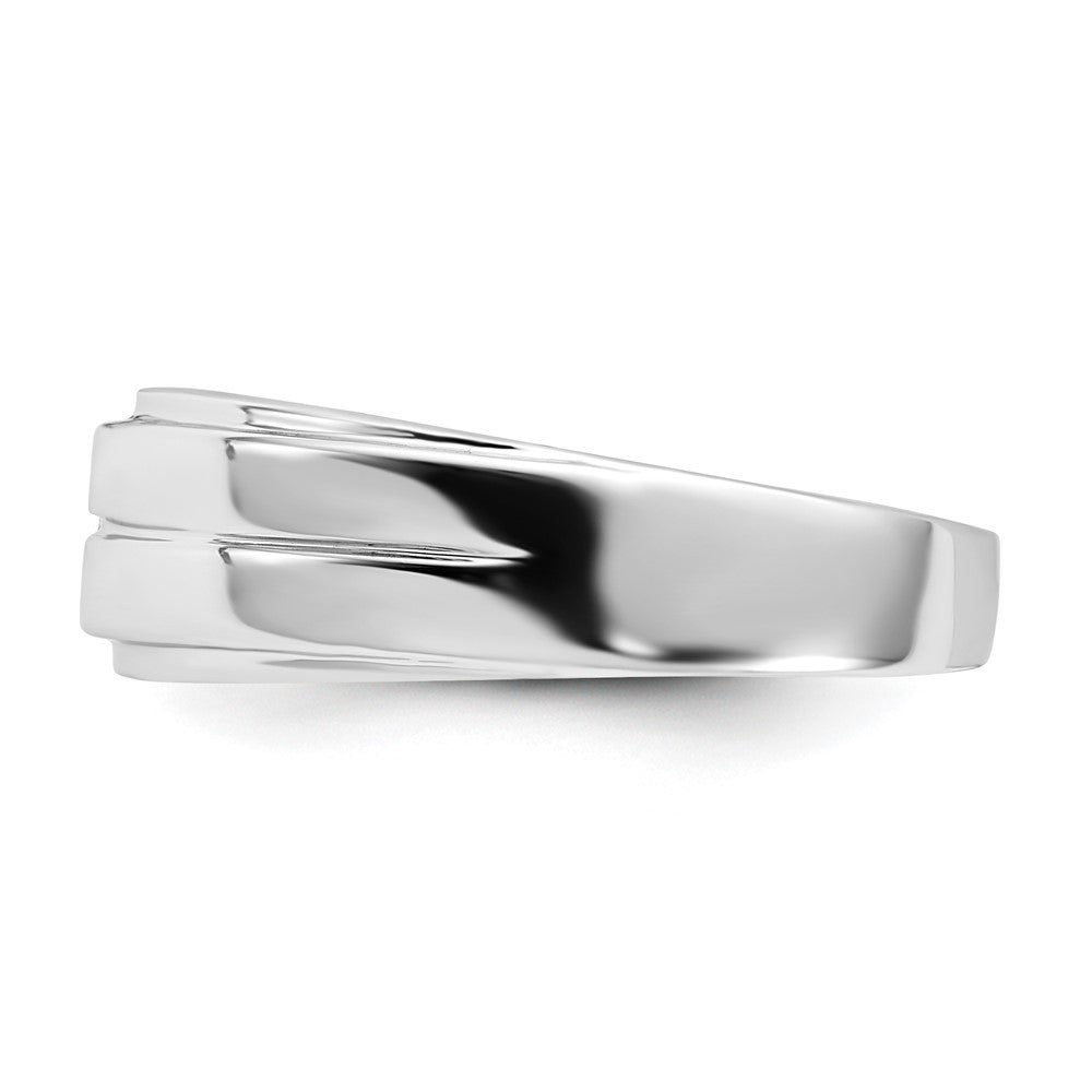 Sterling Silver Rhodium Plated Men's Polished Diam. Ring